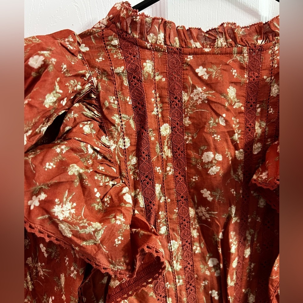 AE 77 Premium Cotton Boho Floral Dress size M - Picture 8 of 9